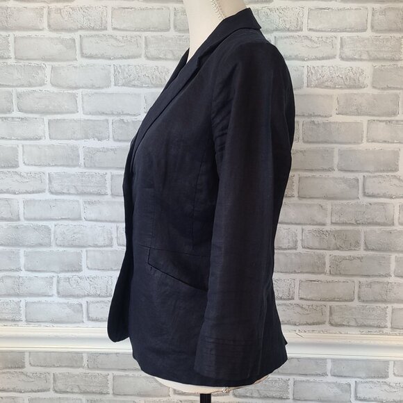 Banana Republic Navy Blue Linen Lightweight Blazer Jacket Career Casual Women 6 - Picture 2 of 10